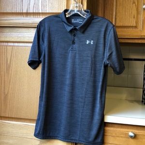 UA Boys YXL medium-dark gray golf shirt.